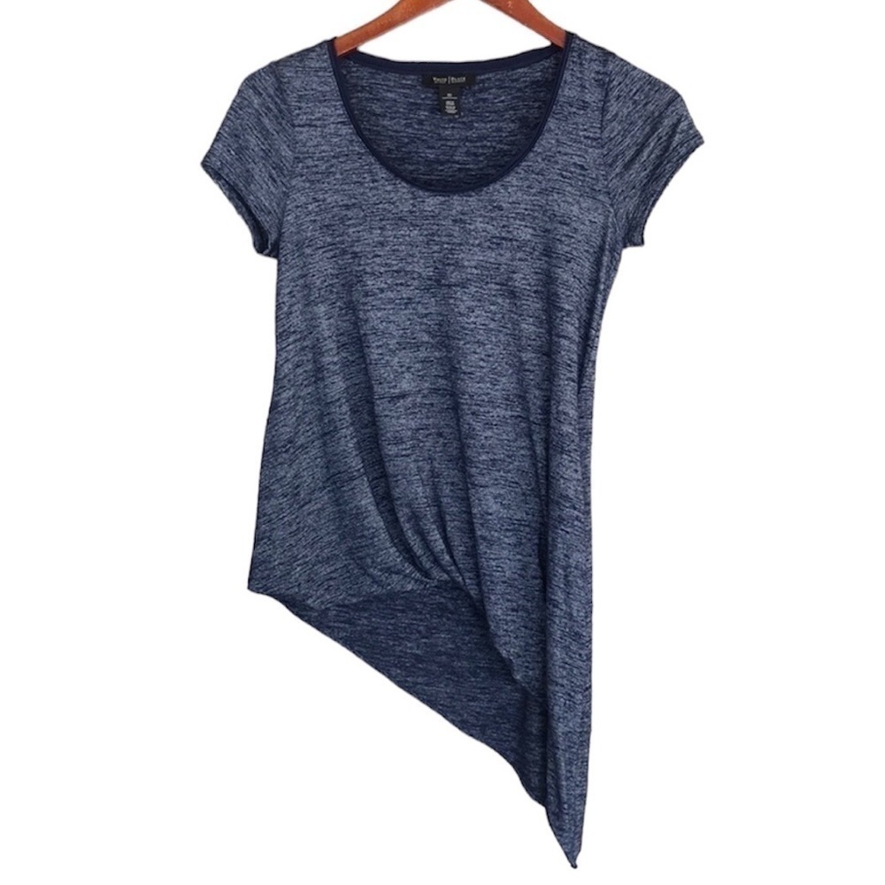 White House Black Market Asymmetrical Hem Blue Top Tee Shirt XS - Picture 3 of 12